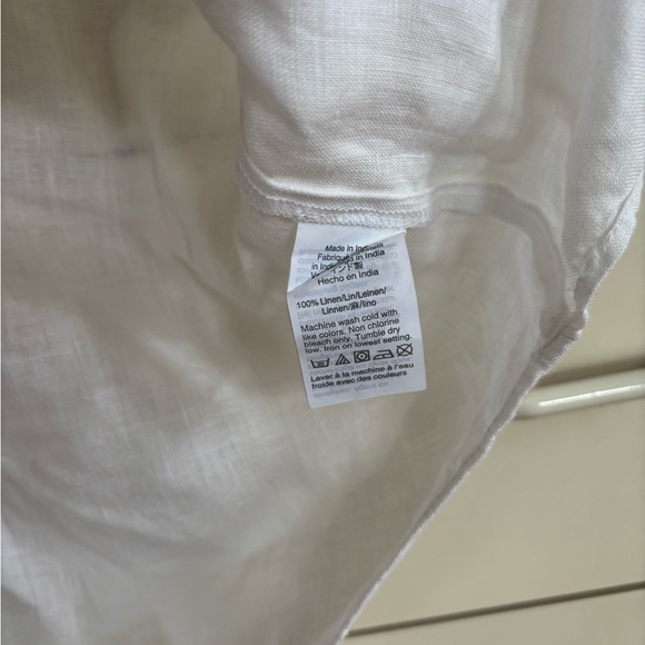 White Linen Short-Sleeve popover Shirt - Picture 4 of 4